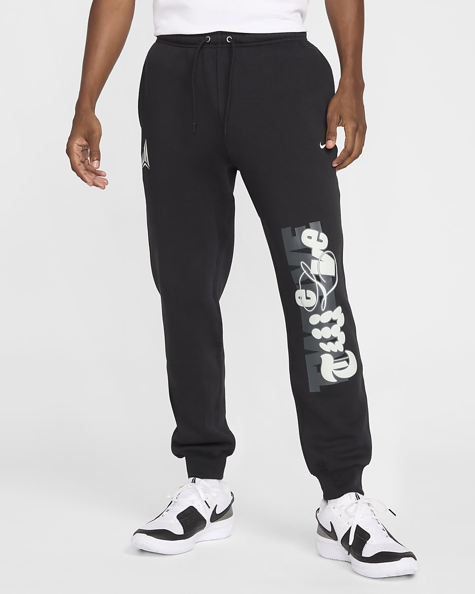 Joggers de básquetbol de tejido Fleece para hombre Ja - Negro/Plata claro