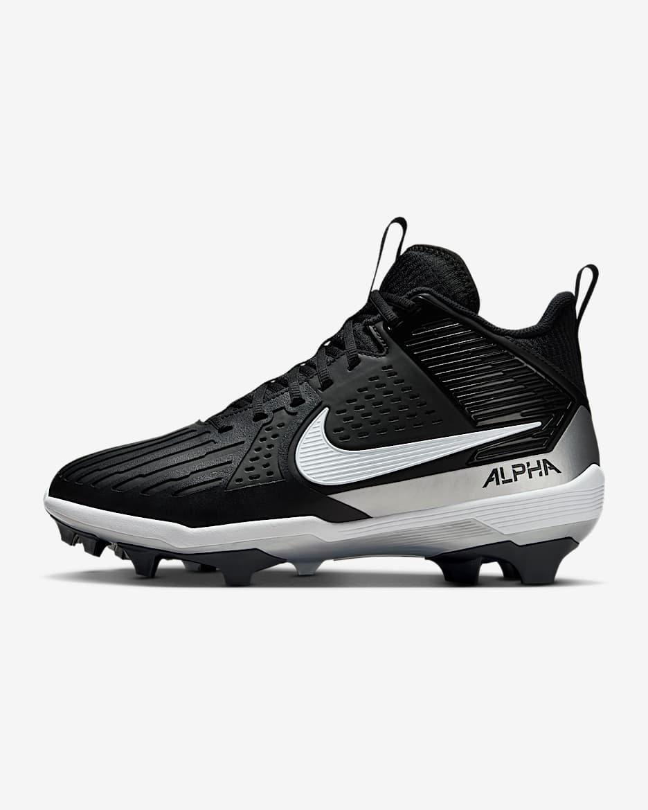 Tacos de fútbol americano para hombre Nike Alpha Menace Strong - Negro/Plata metalizado/Blanco
