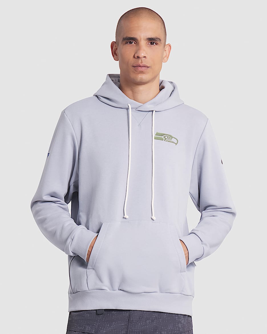 Sudadera con gorro sin cierre Nike Dri-FIT de la NFL para hombre Seattle Seahawks Rivalries Collection Sideline - Gris