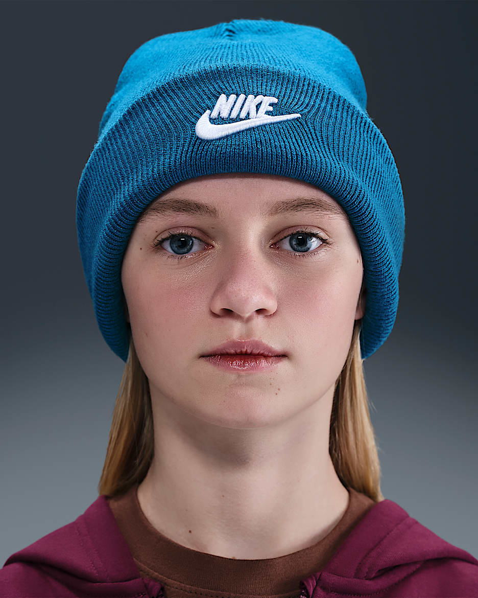 Gorro para niños talla grande Nike Peak - Verde abismo/Blanco