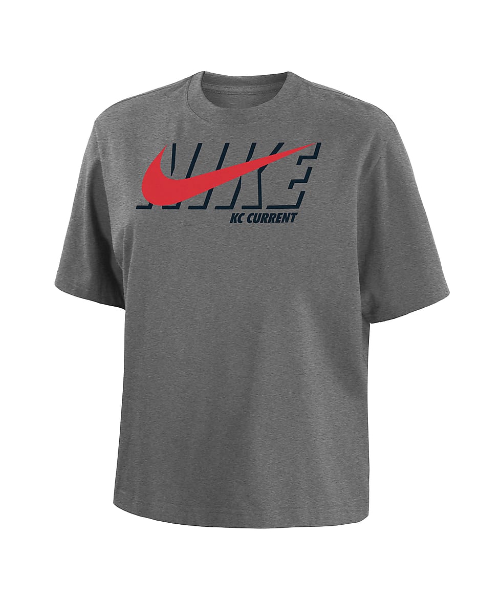 Playera de fútbol Nike para mujer Kansas City Current - Gris oscuro jaspeado