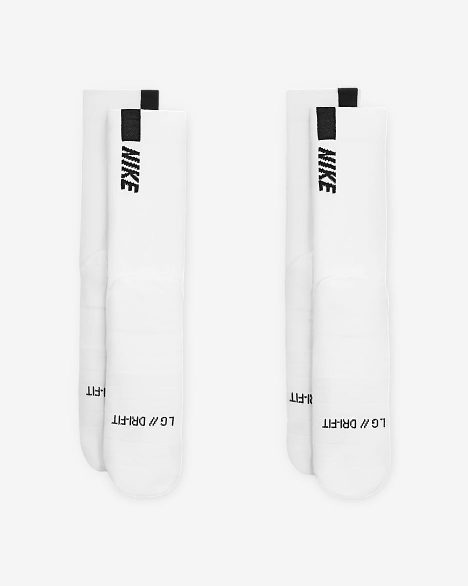 Nike Multiplier Crew Socks (2 Pairs) - White/Black