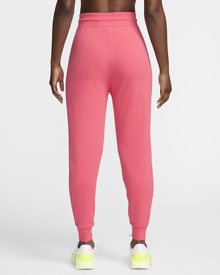 Nike Dri-FIT One Women's High-Waisted 7/8 French Terry Joggers - Aster Pink/Black