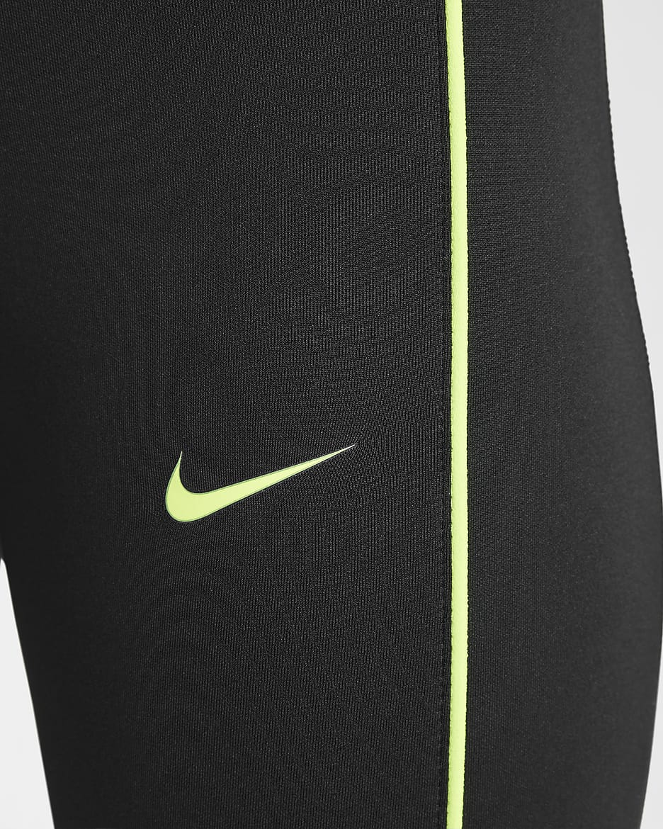 Nike Pro Dri-FIT legging met halfhoge taille voor meisjes - Zwart/Volt/Volt