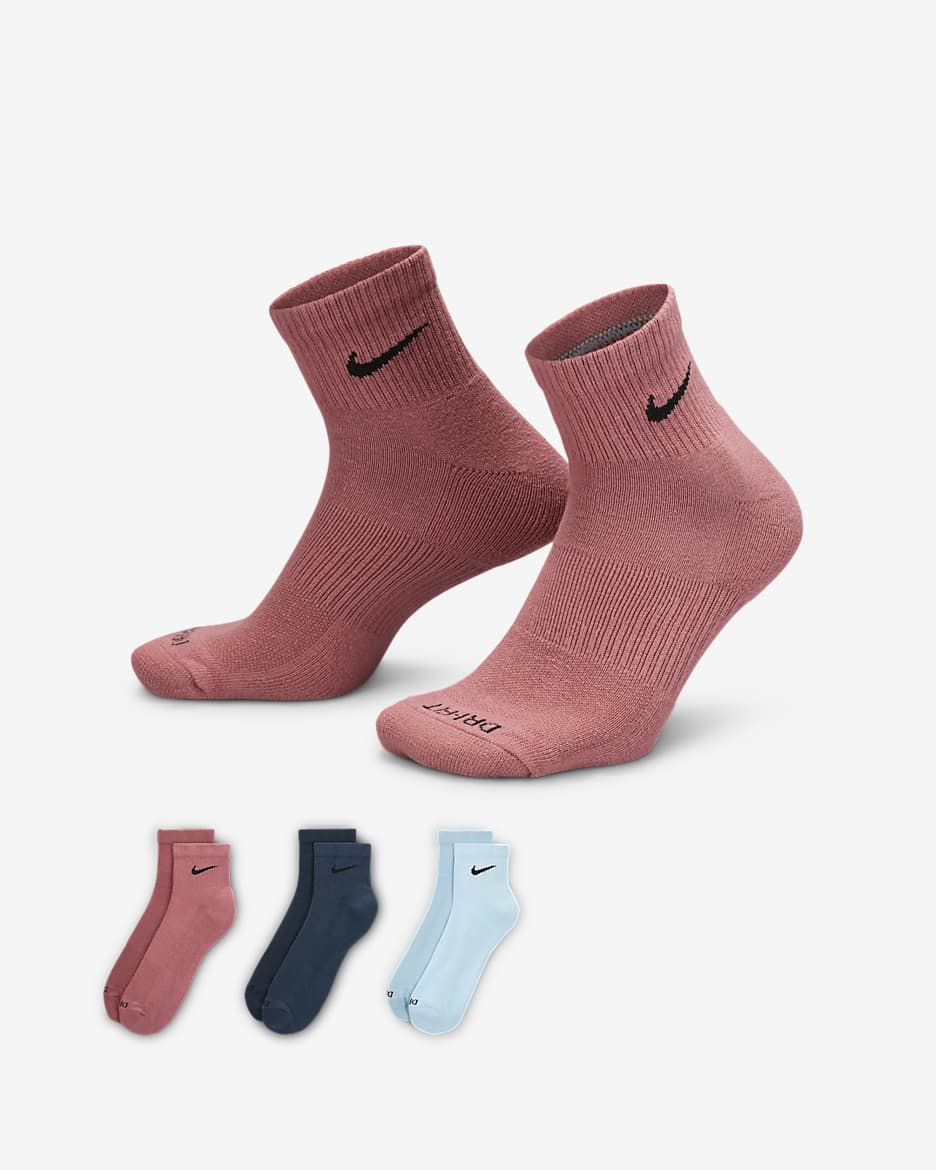 Nike Everyday Plus Cushioned Training Ankle Socks (3 Pairs) - Multi-Color