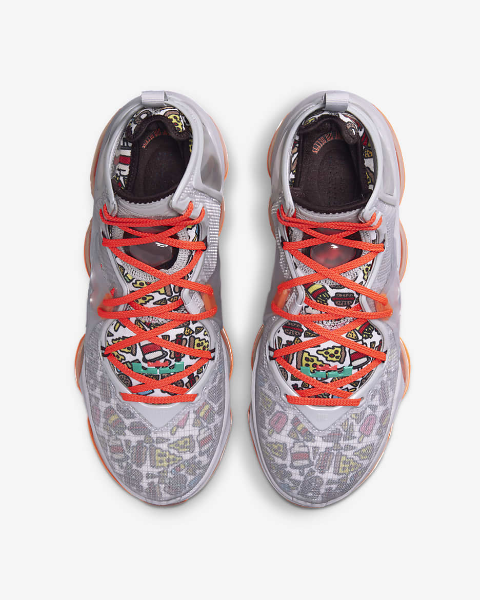 LeBron 19 Basketball Shoes - Grey Fog/Total Orange/Bright Crimson/Roma Green