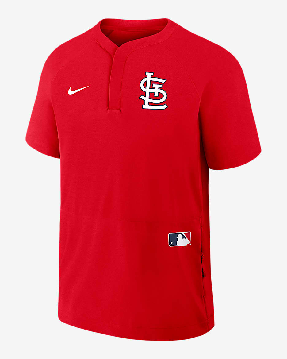 Rompevientos de manga corta Nike de la MLB para hombre St. Louis Cardinals Authentic Collection - Rojo