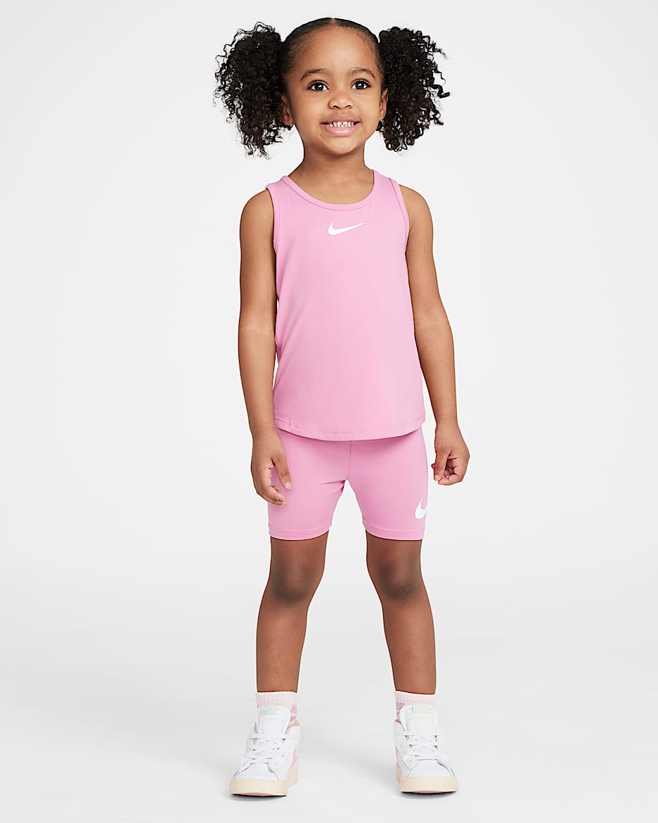 Conjunto de shorts de ciclismo de 2 piezas infantil Nike Dri-FIT All Day Play - Flamenco mágico