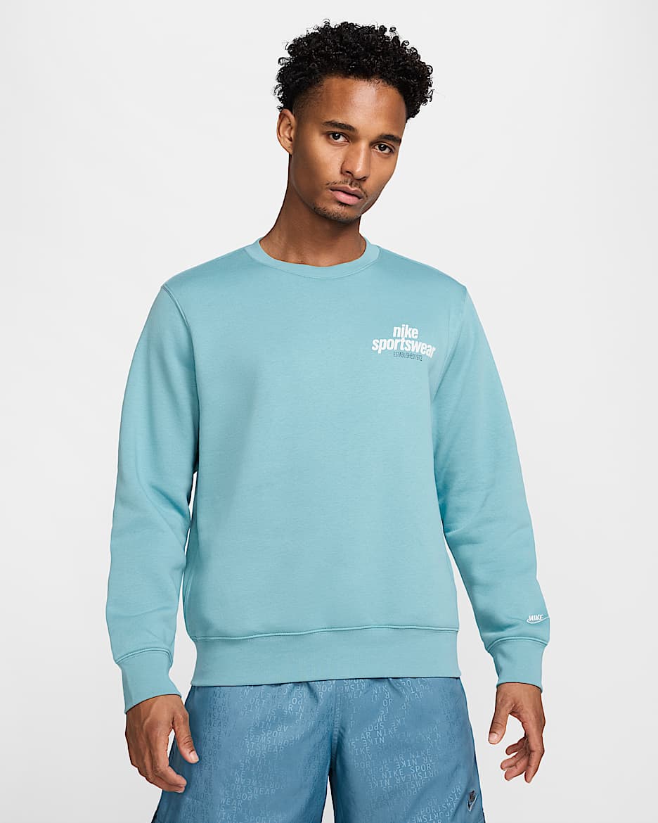Nike Club Men's Fleece Crew - Denim Turquoise/Photon Dust