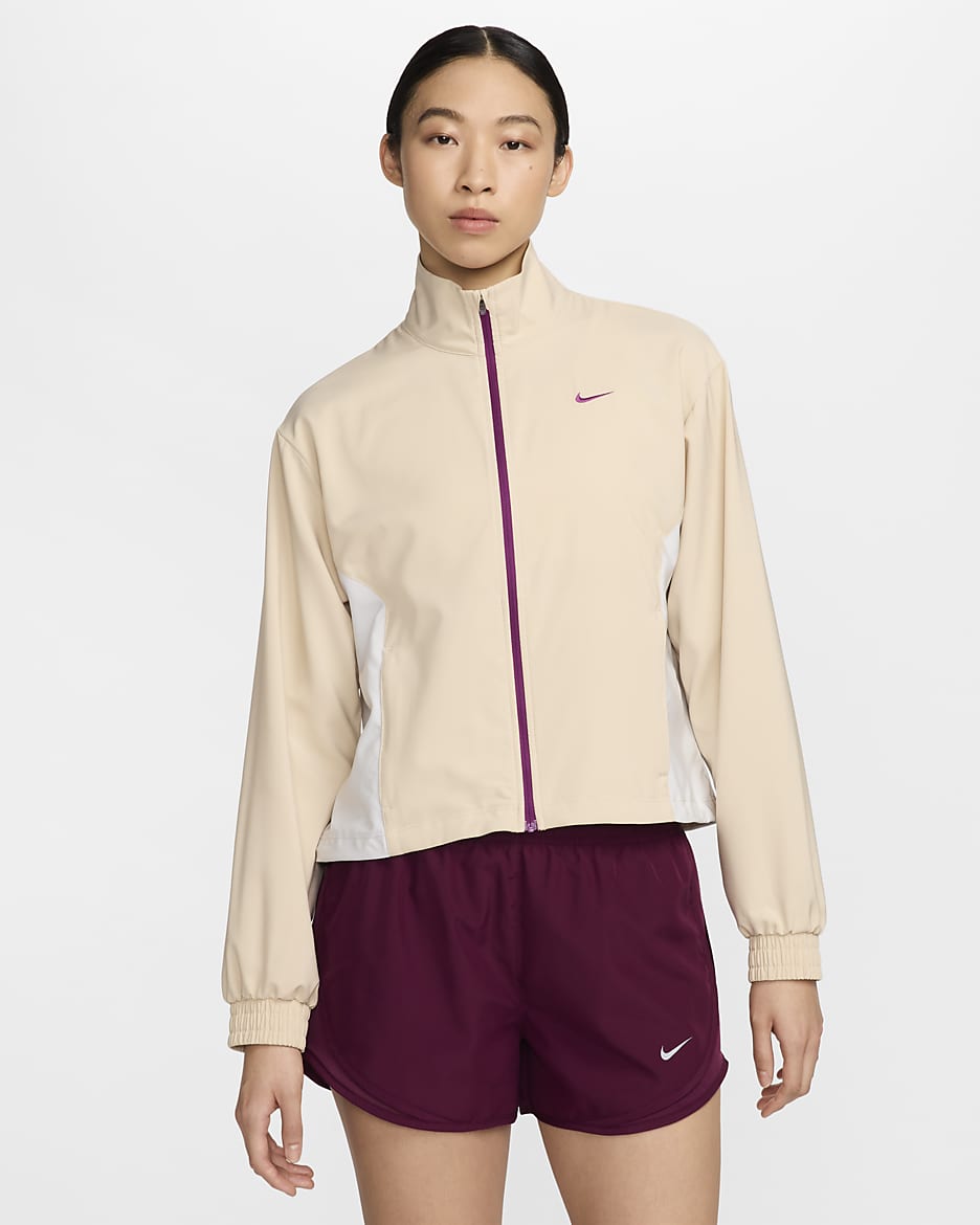 Nike One Women's Dri-FIT Loose Jacket - Sand Drift/Photon Dust/Viotech/Viotech