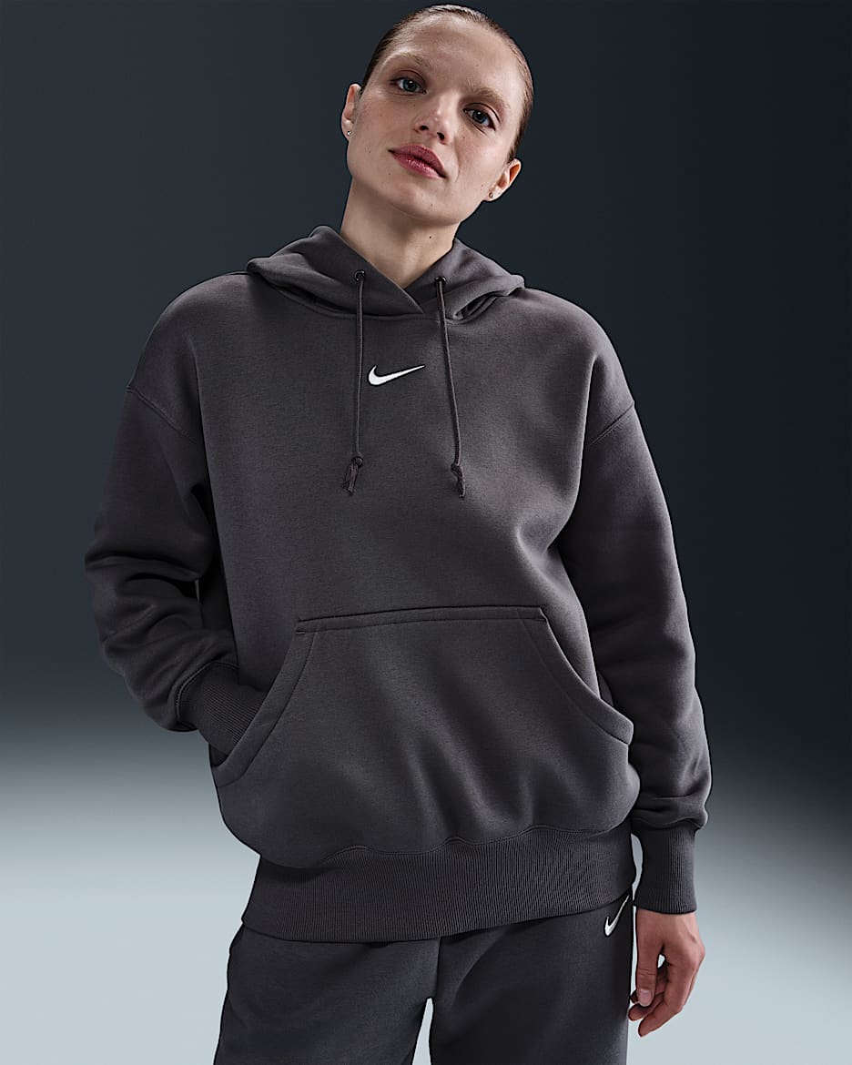 Nike Sportswear Phoenix Fleece Women's Oversized Pullover Hoodie - Thunder Grey/Sail