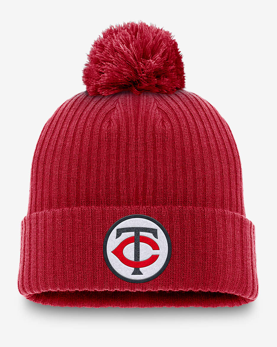 Gorro con dobladillo y pompón Nike de la MLB para hombre Minnesota Twins Cooperstown Peak - Rojo