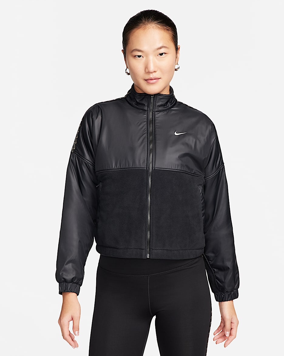 Nike Therma-FIT One Women's Fleece Full-Zip Jacket - Black/Black/White
