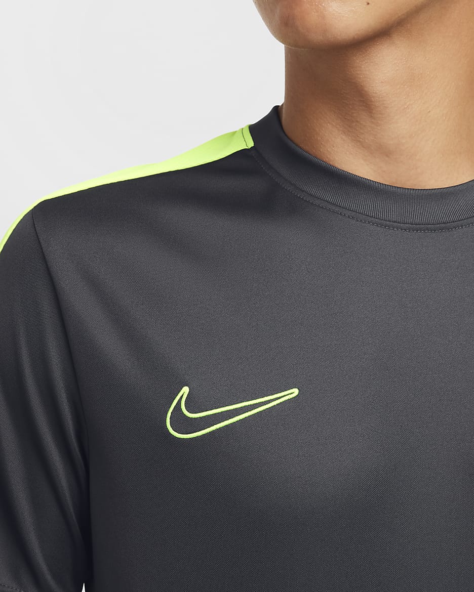 Męska koszulka piłkarska z krótkim rękawem Dri-FIT Nike Academy - Anthracite/Volt/Volt