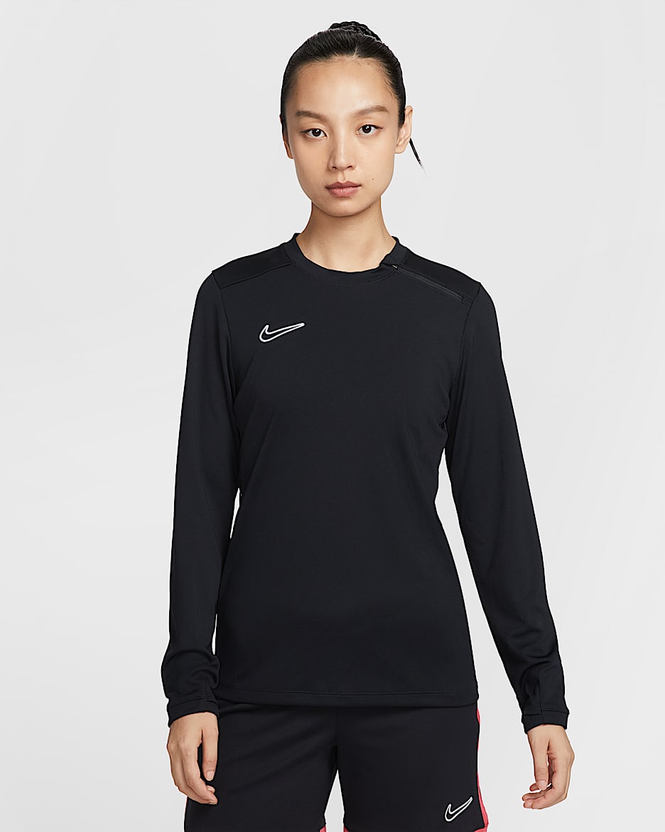 Nike Academy Women's Dri-FIT Crew-Neck Long-Sleeve Football Top - Black/Black/White/White
