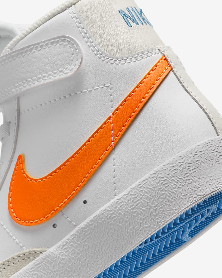 Nike Blazer Mid '77 Younger Kids' Shoe - White/Photo Blue/Phantom/Total Orange