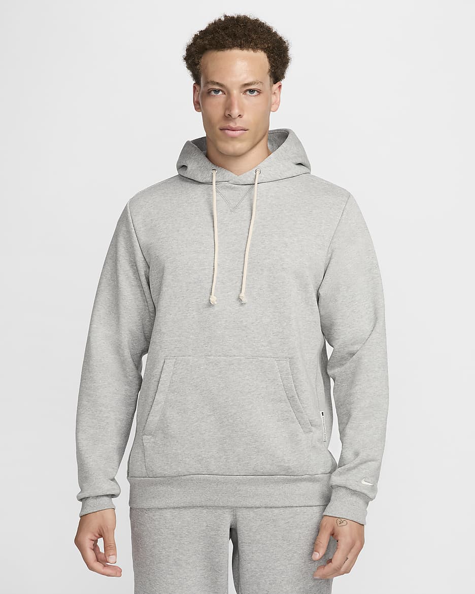 Nike Standard Issue Men's Dri-FIT Pullover Basketball Hoodie - Dark Grey Heather/Pale Ivory