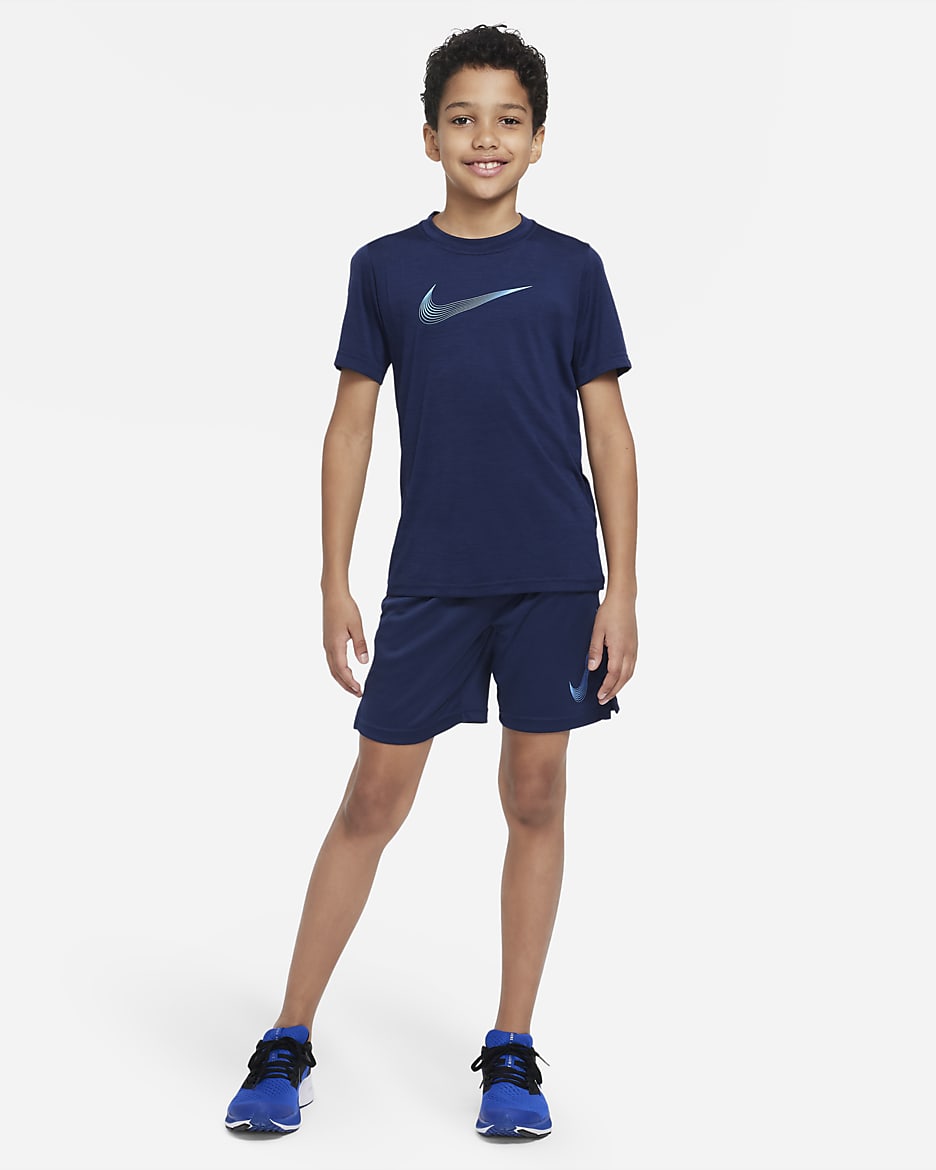 Haut de training à manches courtes Nike Dri-FIT pour Garçon plus âgé - Midnight Navy/University Blue