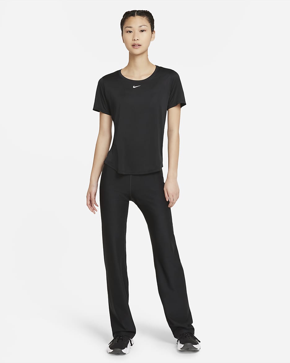 Nike Dri-FIT One Women's Standard-Fit Short-Sleeve Top - Black/White