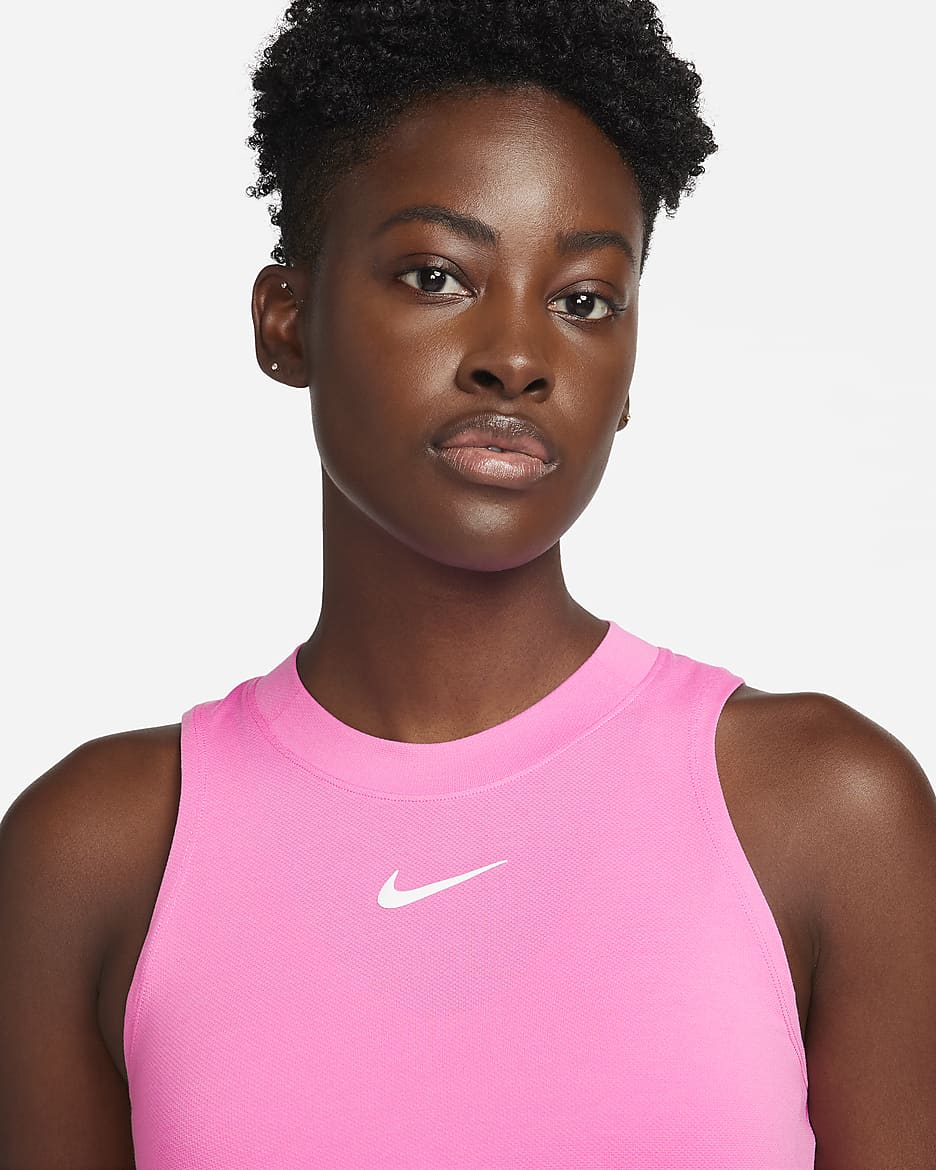 Camiseta de tirantes de tenis Dri-FIT para mujer NikeCourt Advantage - Rosa alegre/Rosa alegre/Blanco