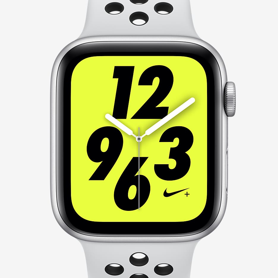 Apple Watch Nike+ Series 4 (GPS) Nike sportszíjjal, Open Box, 44 mm-es sportóra - Silver/Pure Platinum/Fekete