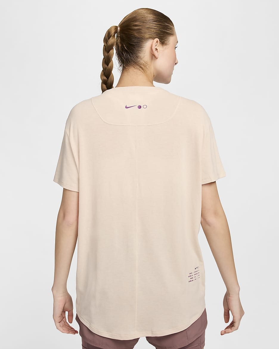 Nike One Relaxed Women's Dri-FIT Short-Sleeve Top - Sanddrift/Viotech