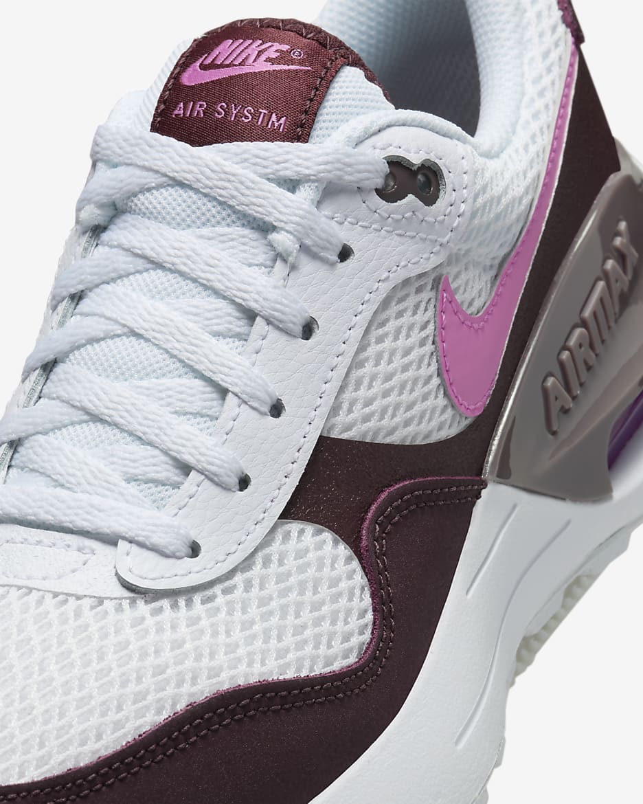 Nike Air Max SYSTM Older Kids' Shoes - White/Burgundy Crush/Violet Ore/Playful Pink