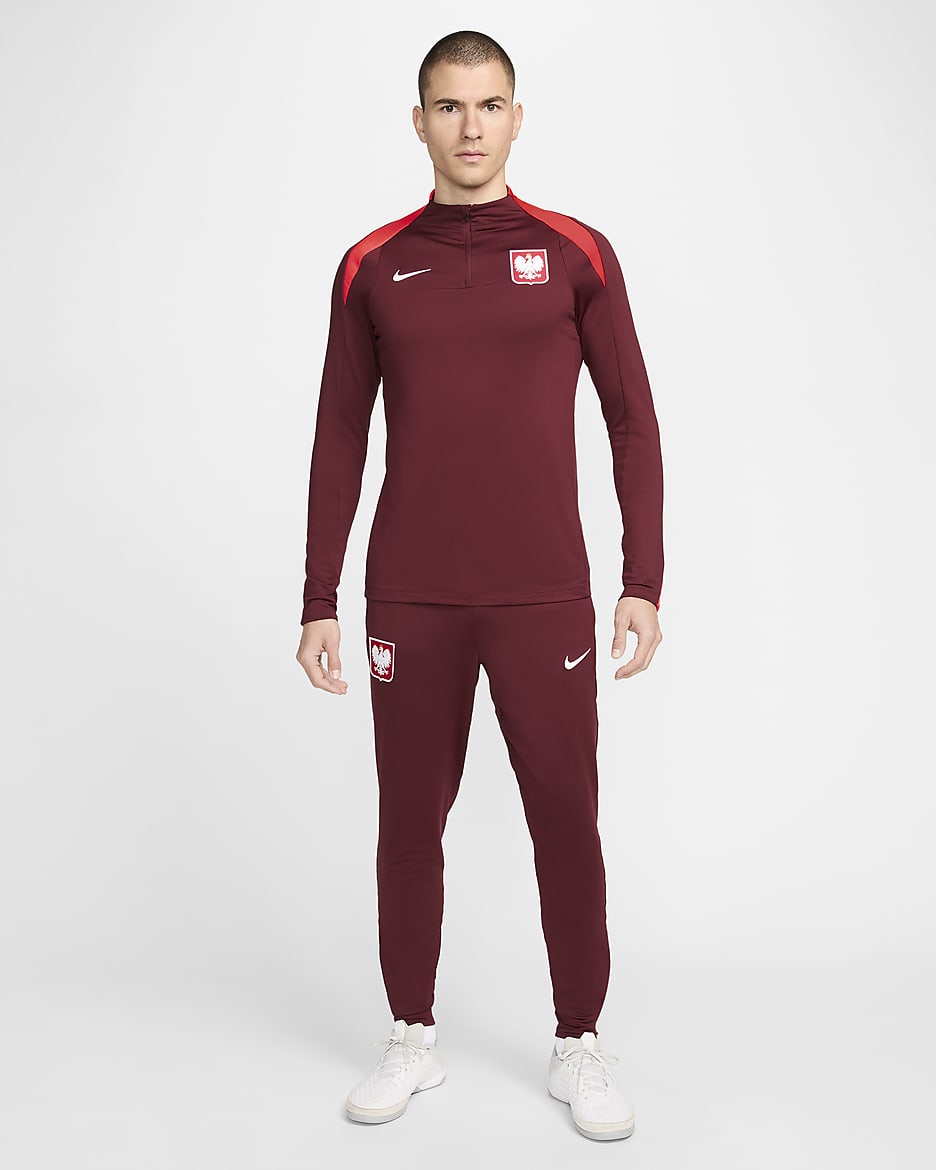 Pánské fotbalové kalhoty Nike Dri-FIT Polsko Strike - Dark Team Red/Bright Crimson/Bílá