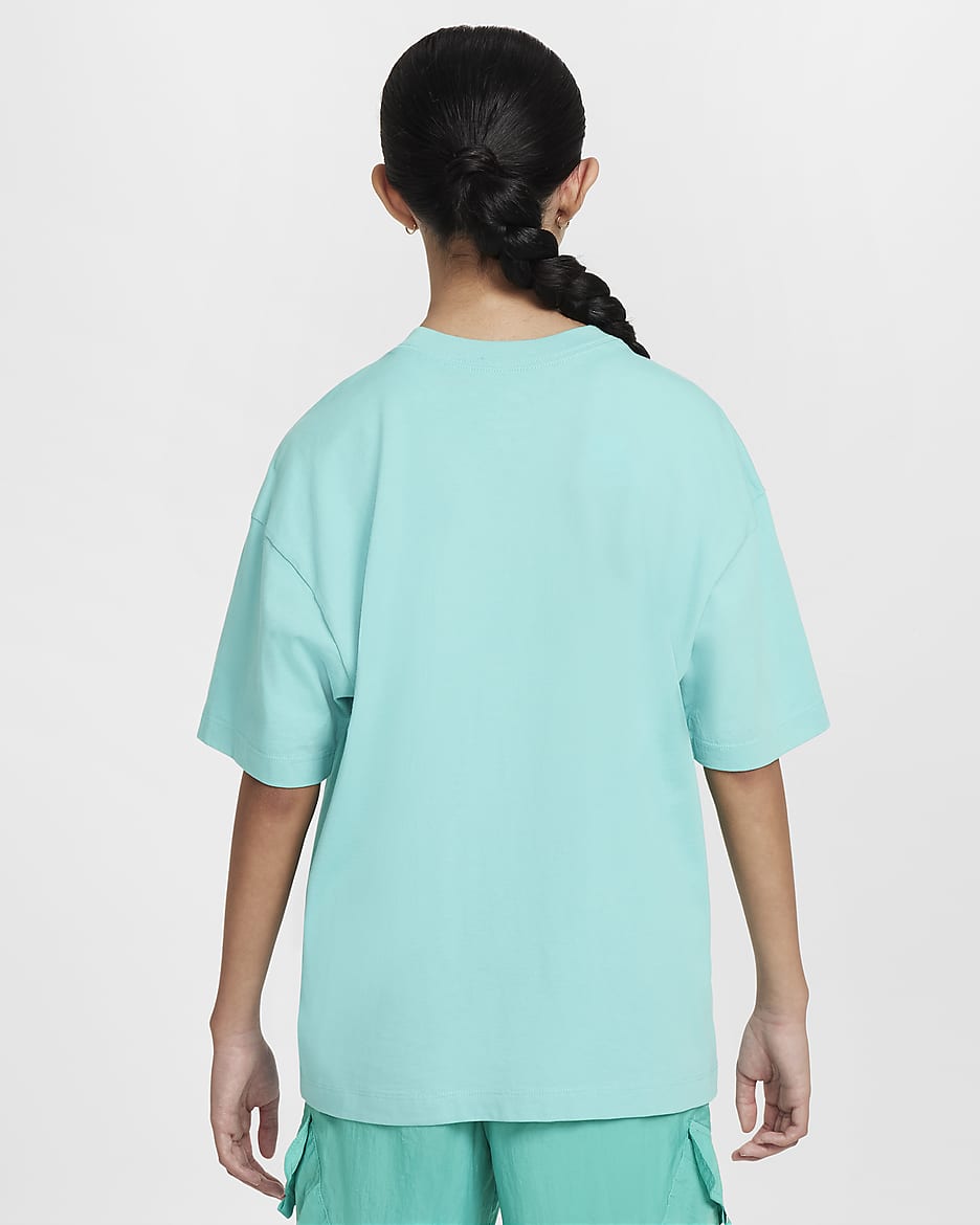 Playera oversized para niña talla grande Nike Sportswear - Escarcha verde