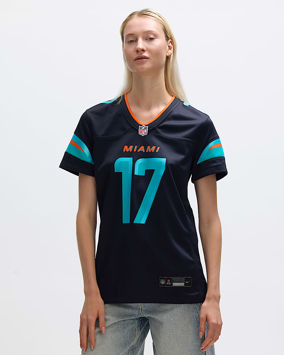 Jersey Nike de la NFL Game para mujer Jaylen Waddle Miami Dolphins Rivalries Collection - Azul marino