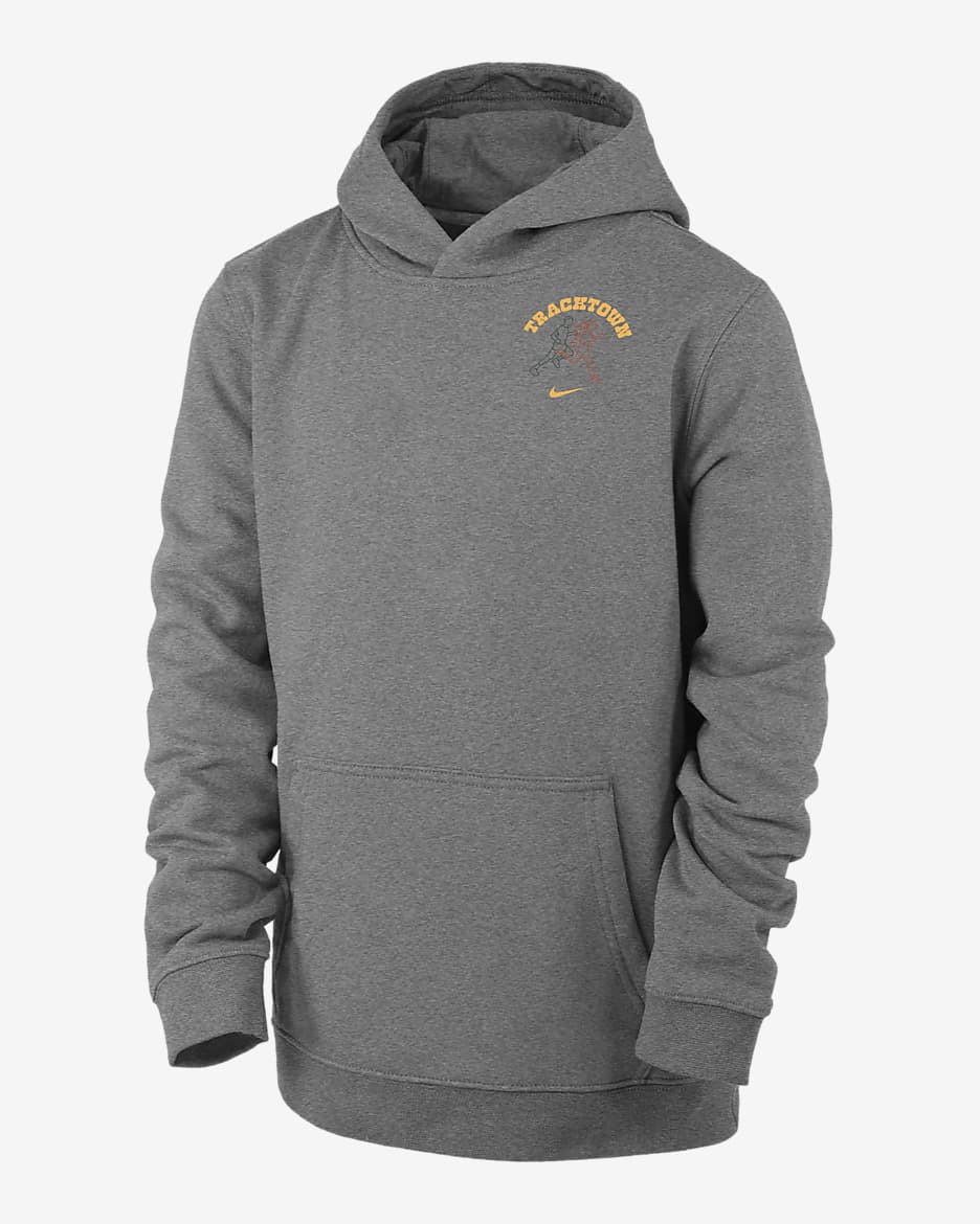 Nike Club Fleece Big Kids' Running Pullover Hoodie - Dark Grey Heather