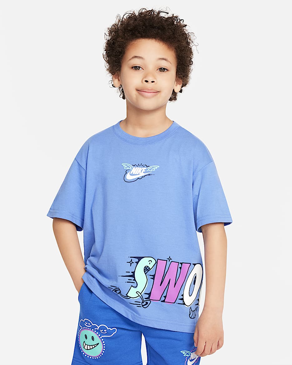 Nike Sportswear "Art of Play" Relaxed Graphic Tee Little Kids T-Shirt - Polar