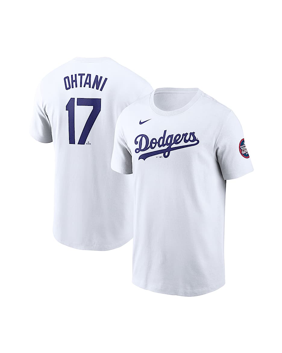 大谷 翔平 ロサンゼルス ドジャース メンズ ナイキ MLB Tシャツ - ホワイト