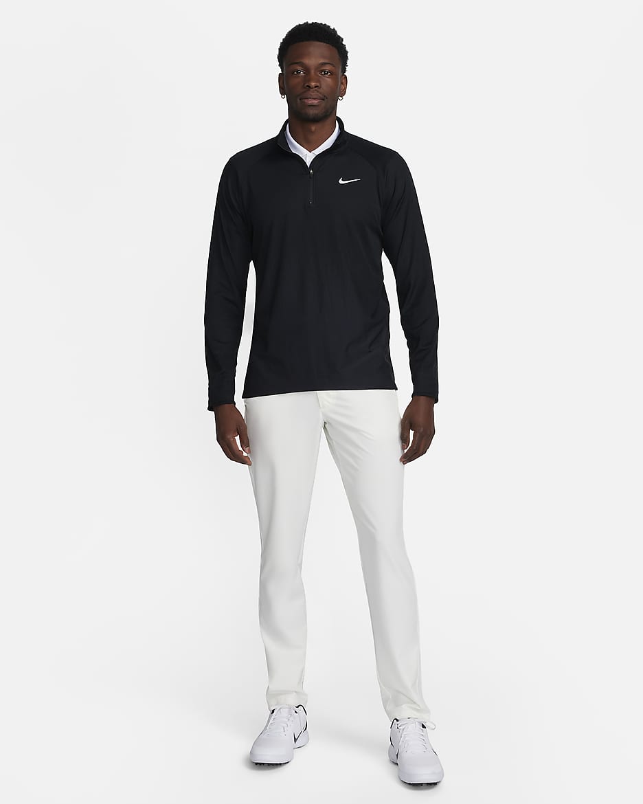 Pánské golfové tričko Nike Tour Dri-FIT ADV s polovičním zipem - Černá/Černá/Bílá