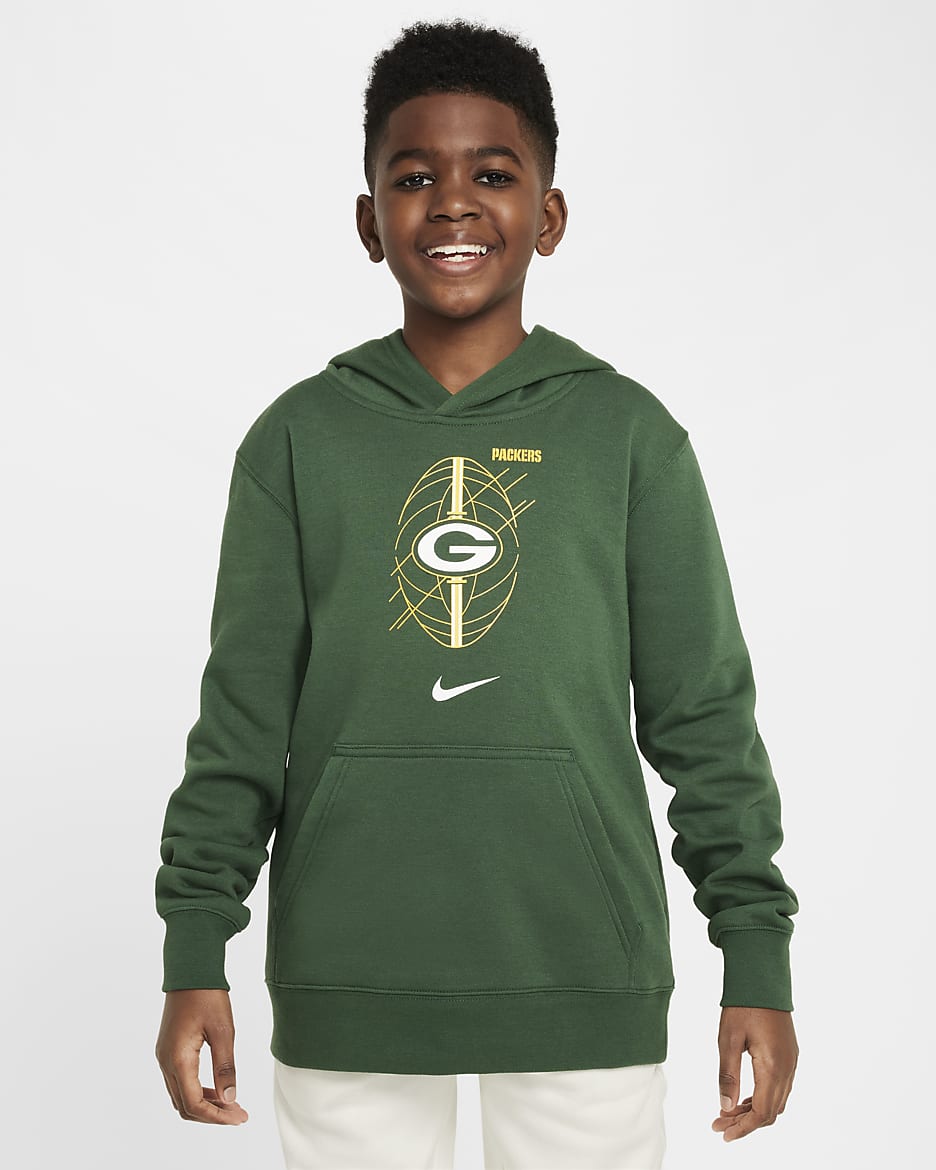 Green Bay Packers Icon Older Kids' Nike NFL Pullover Hoodie - Fir