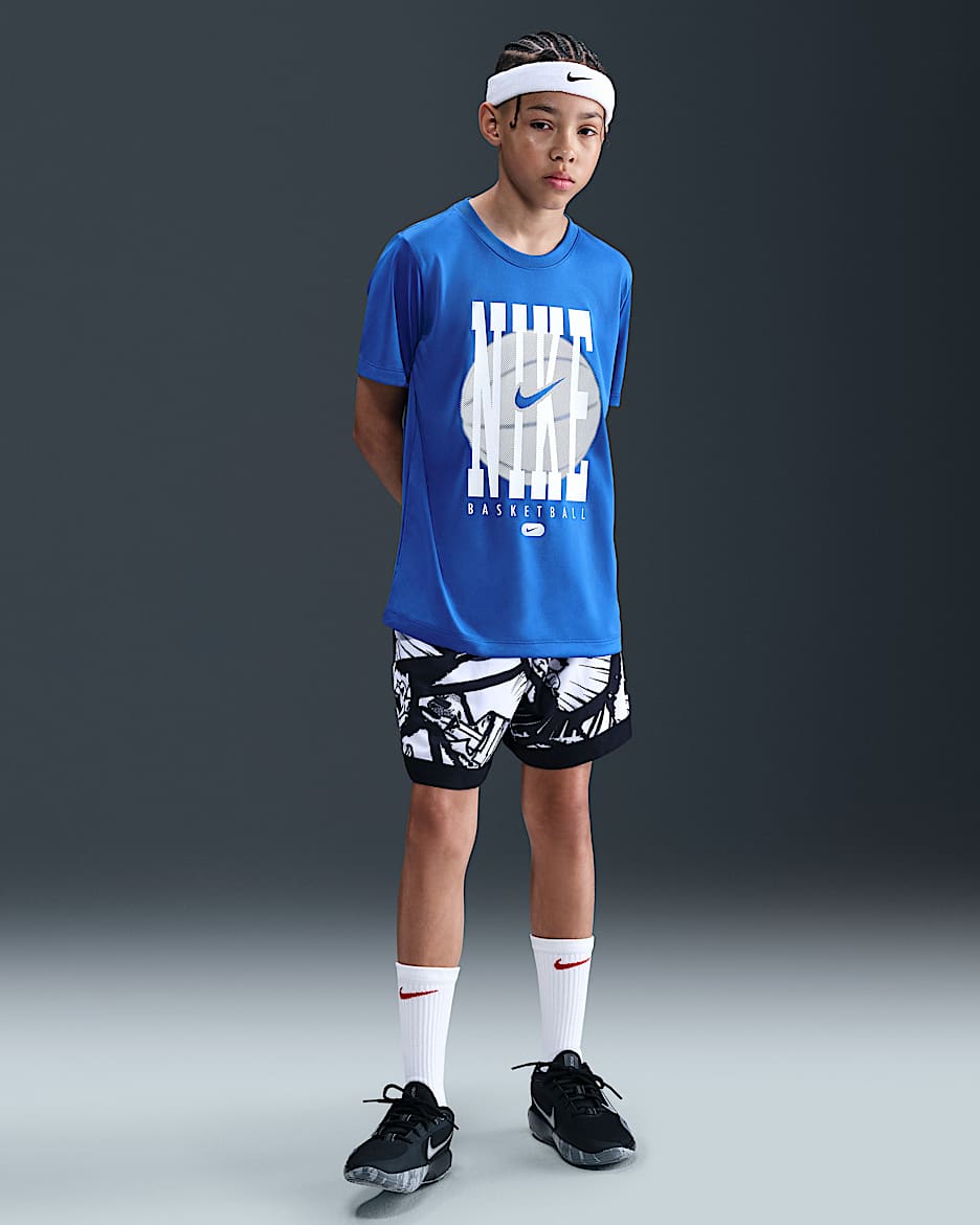Shorts de básquetbol Dri-FIT para niños talla grande Nike Court - Negro/Blanco/Blanco