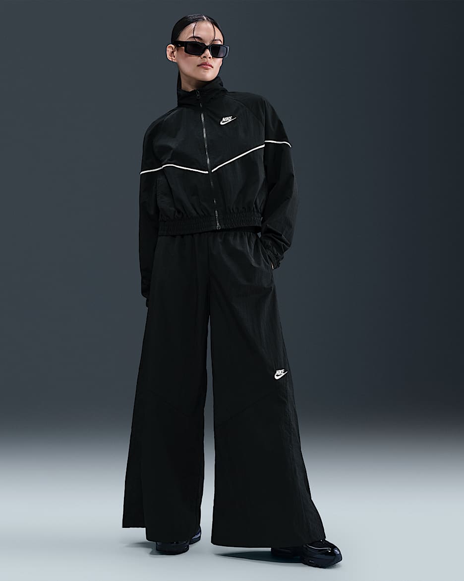 Pants de tejido Woven de pierna ancha para mujer Nike Sportswear - Negro/Negro/Vela