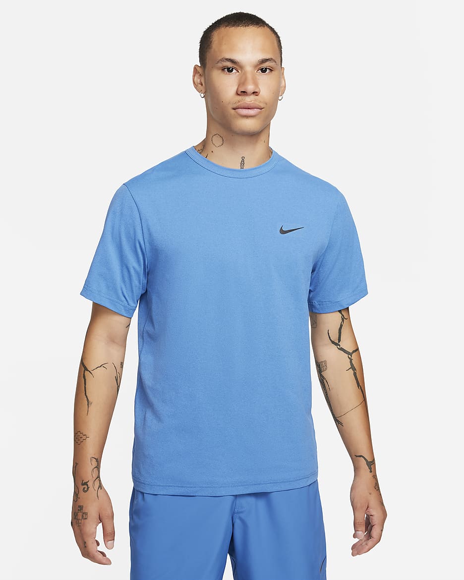 Haut à manches courtes anti-UV Dri-FIT Nike Hyverse pour homme - Star Blue/Noir