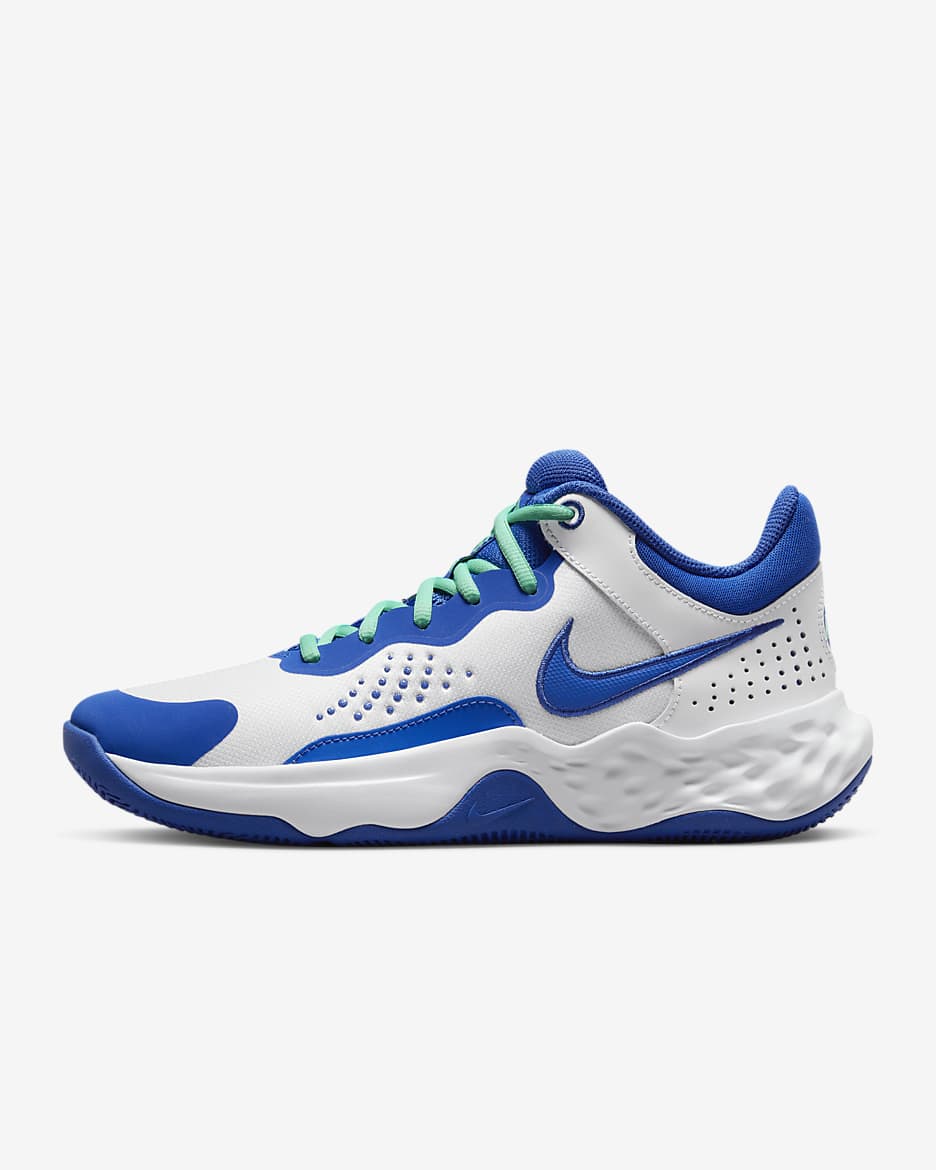 Nike Fly.By Mid 3 Basketball Shoes - White/Green Glow/Game Royal