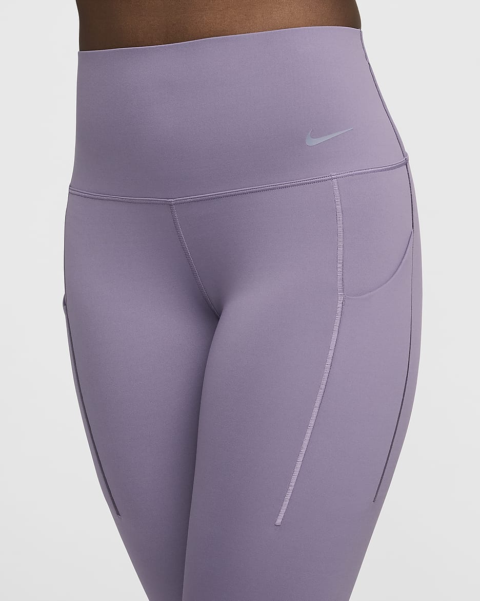 Nike Universa Leggings de longitud completa, talle alto y sujeción media con bolsillos - Mujer - Daybreak/Negro