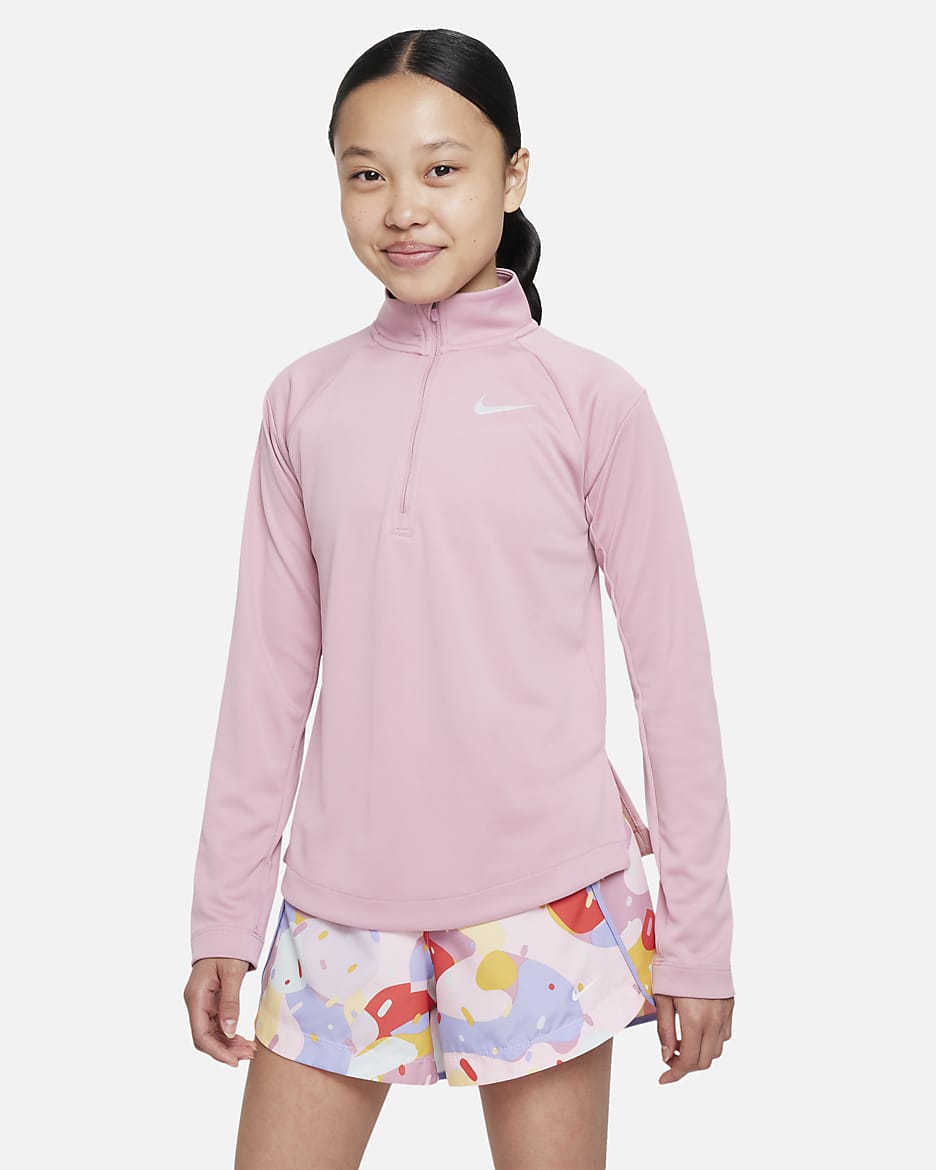 Nike Dri-FIT Big Kids' (Girls') Long-Sleeve Running Top - Elemental Pink