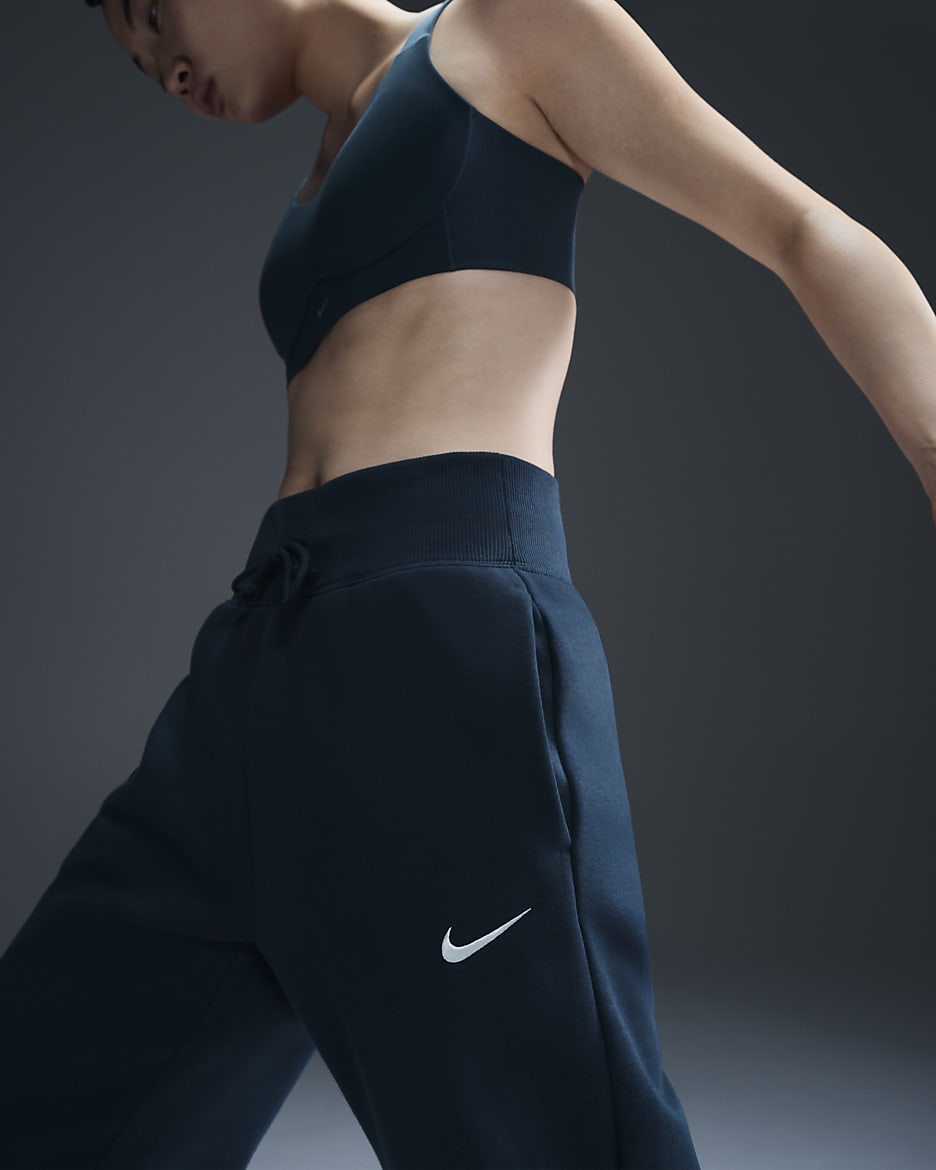 Nike Sportswear Phoenix Fleece Women's High-Waisted Wide-Leg Sweatpants - Armory Navy/Sail