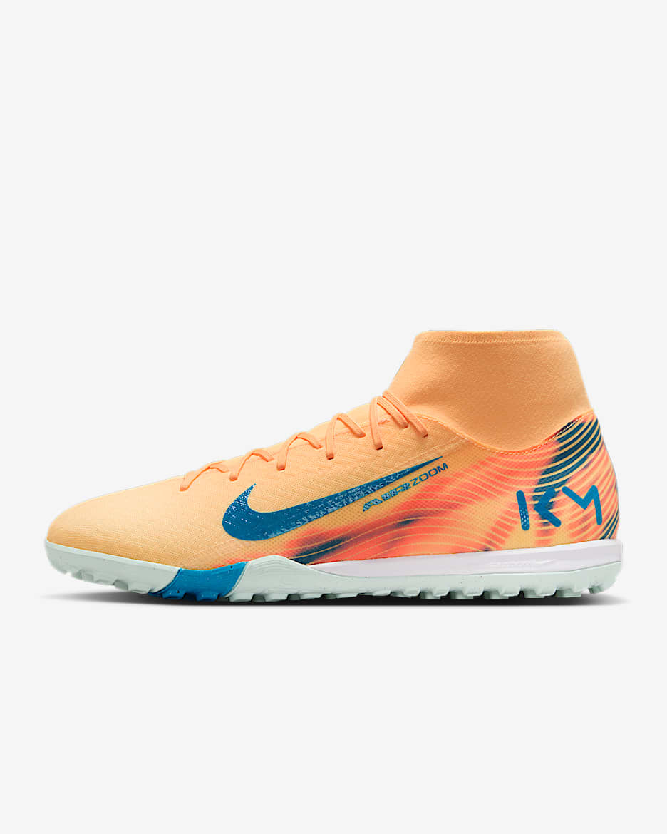 Nike Mercurial Superfly 10 Academy 'Kylian Mbappé' Turf High-Top Football Shoes - Melon Tint/Igloo/Neo Turquoise