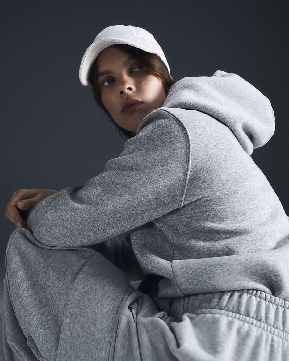 Felpa pullover con cappuccio Nike Sportswear Phoenix Fleece – Donna - Dark Grey Heather/Sail