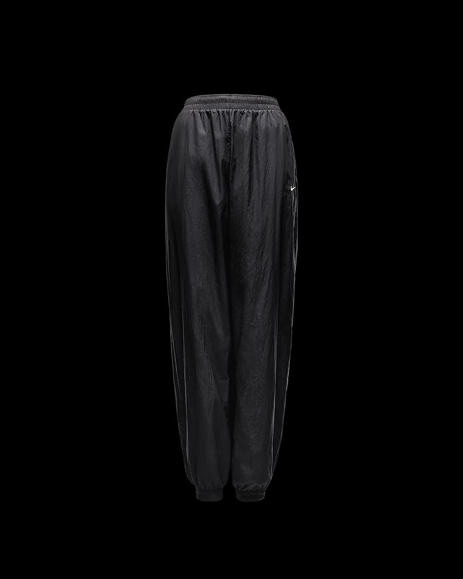 Pantalon de jogging oversize tissé à taille mi-haute Nike Sportswear Essential pour femme - Noir/Blanc