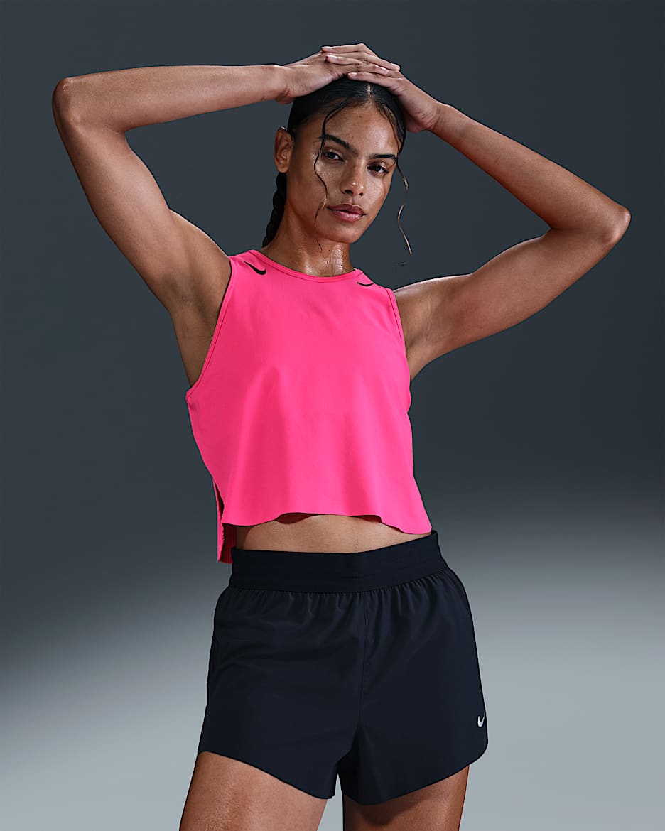 Nike AeroSwift Women's Dri-FIT ADV Cropped Running Tank Top - Hyper Pink/Black