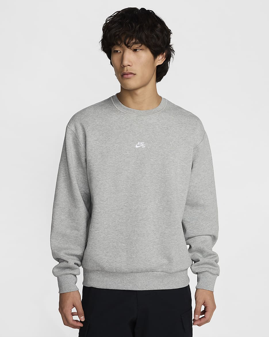 Nike SB Fleece Skate Crew - Dark Grey Heather/White