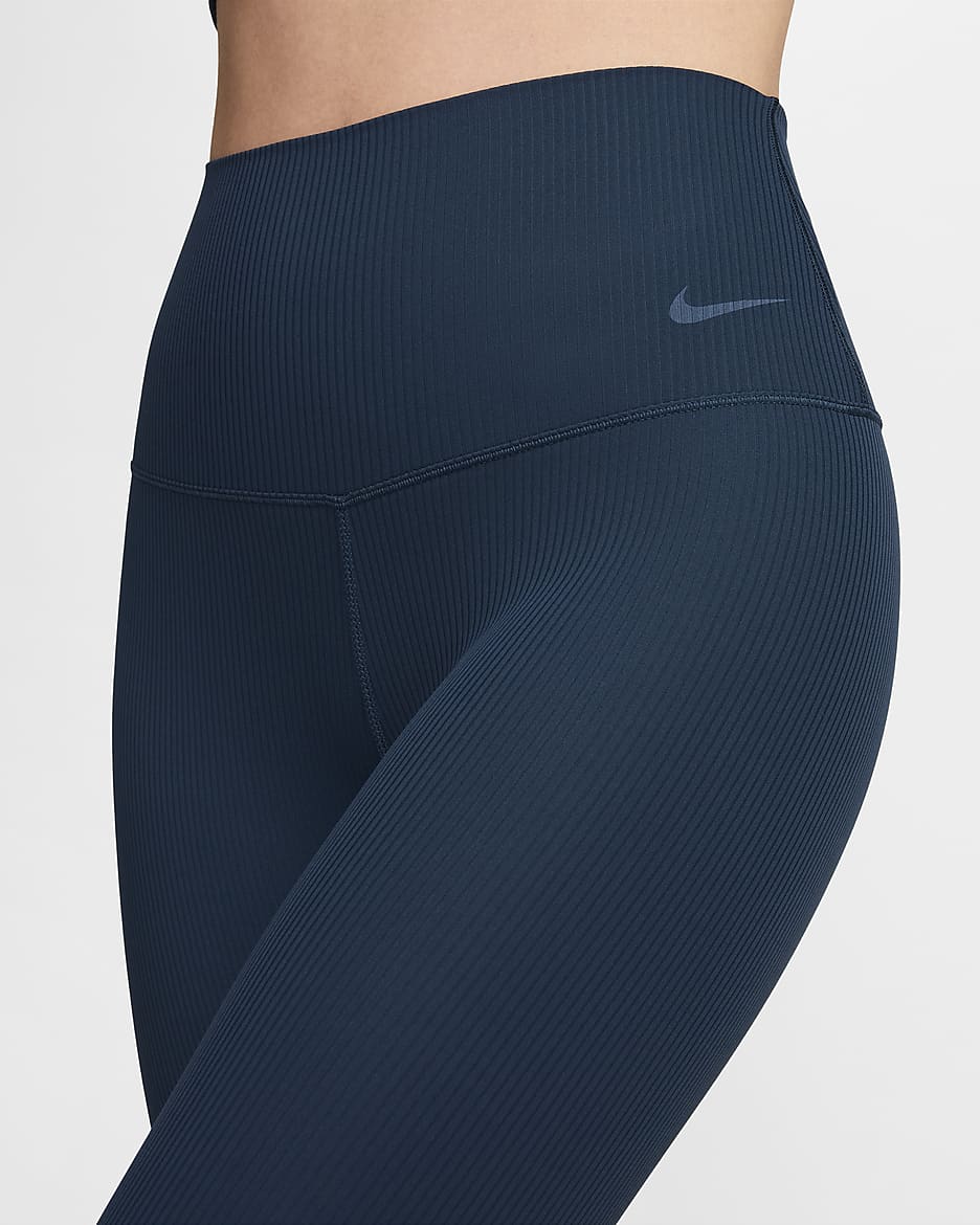 Nike Zenvy Rib Women's Gentle-Support High-Waisted 7/8 Leggings - Armoury Navy/Black