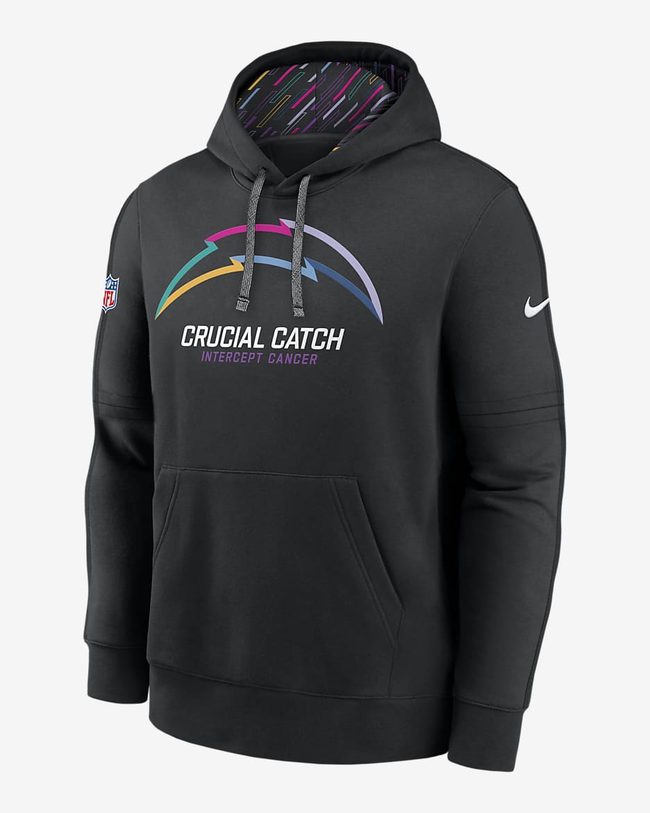 Sudadera con gorro sin cierre Nike de la NFL para hombre Los Angeles Chargers Crucial Catch Club - Negro