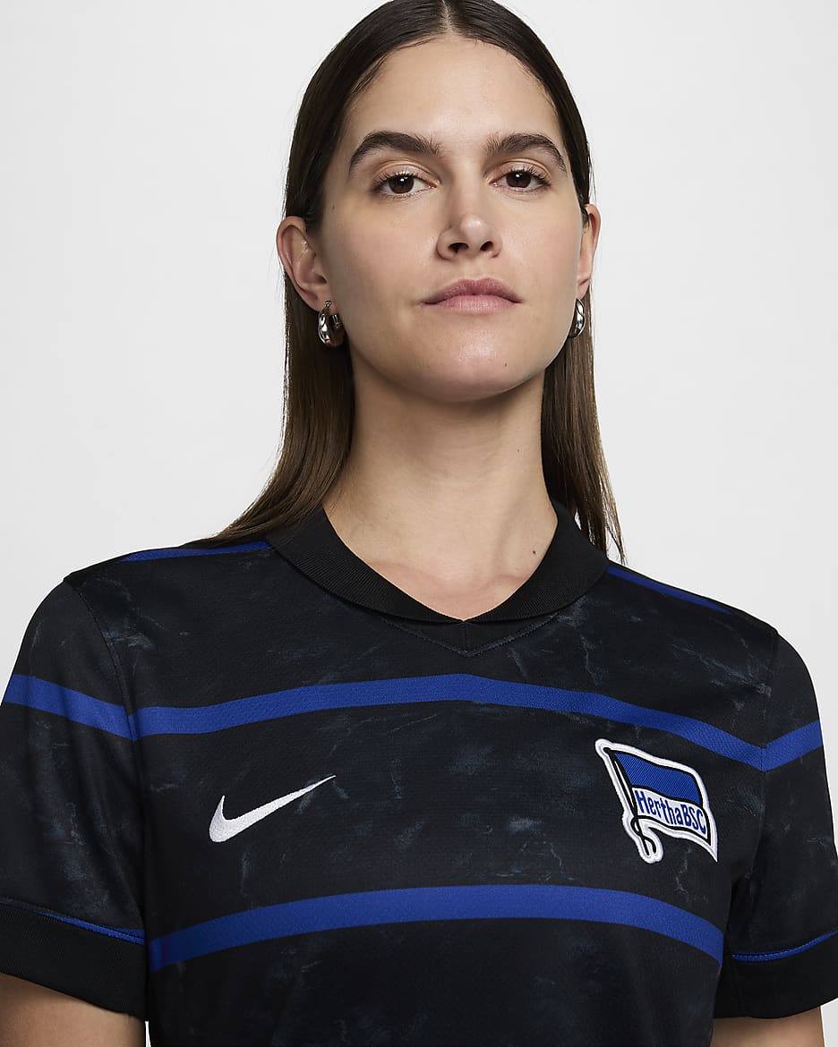 Hertha BSC 2024/25 Stadium Away Nike Replica Fußballtrikot mit Dri-FIT-Technologie für Damen - Schwarz/Photo Blue/Weiß